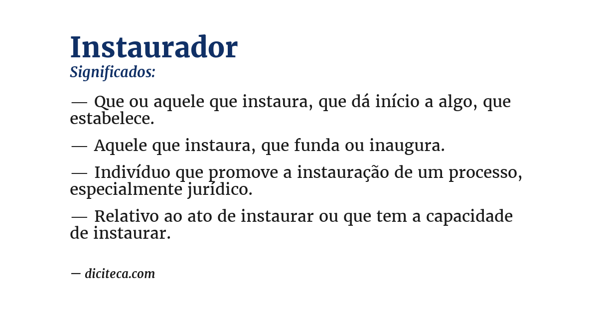 Significado de instaurador