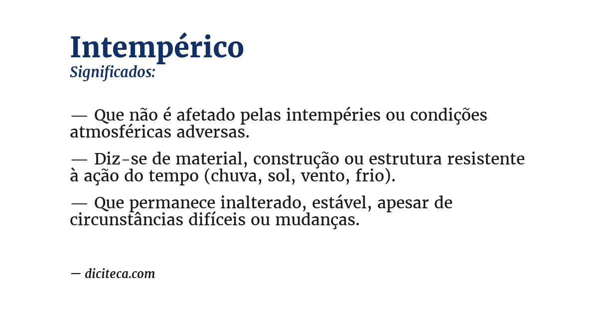 Significado de intempérico