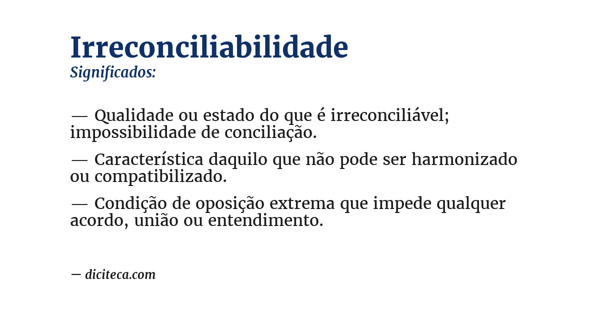 Significado de irreconciliabilidade
