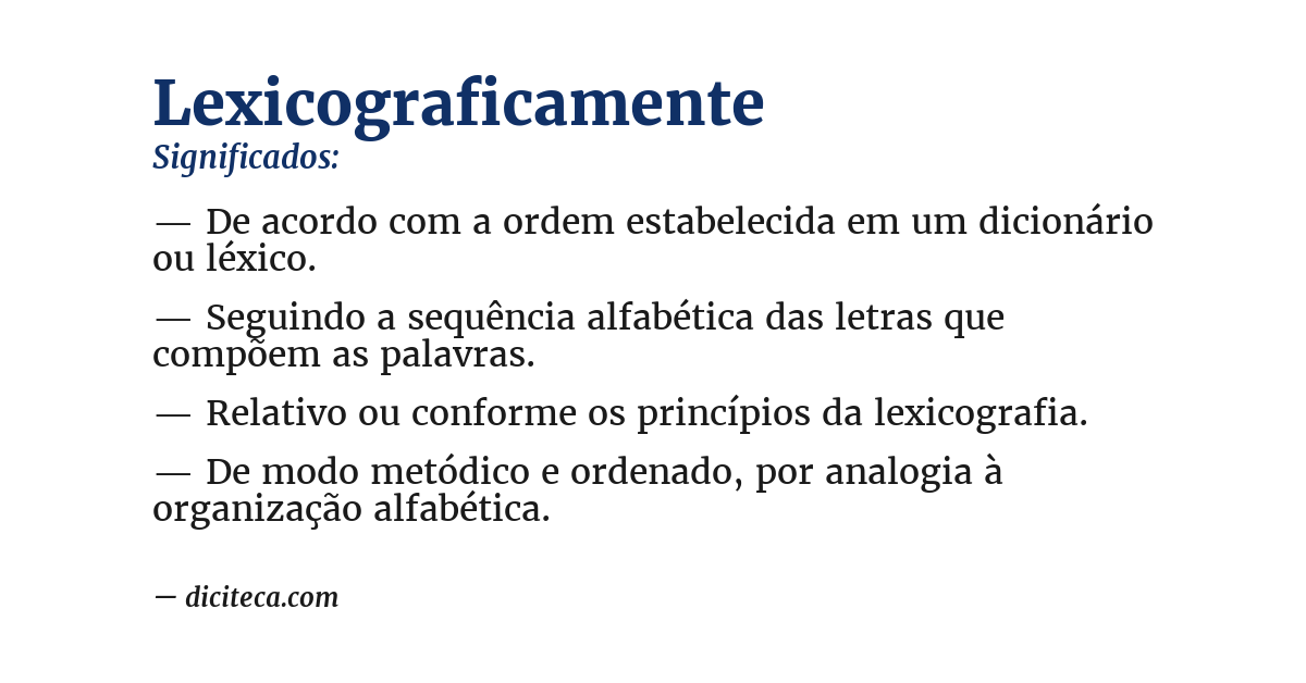 Significado de lexicograficamente