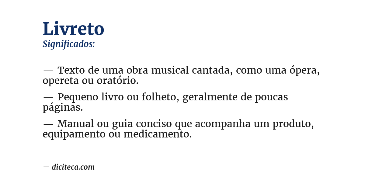 Significado de livreto
