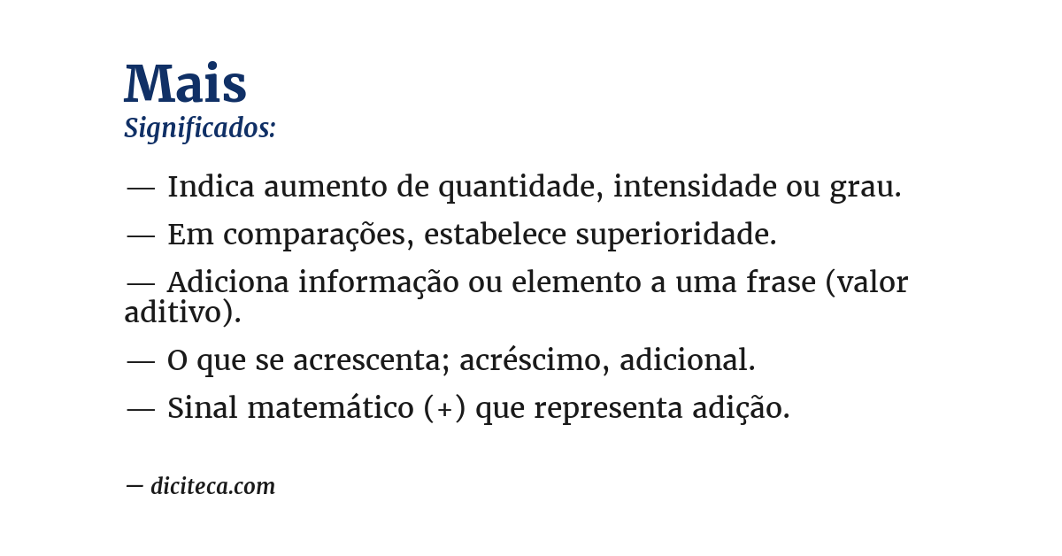 Significado de mais