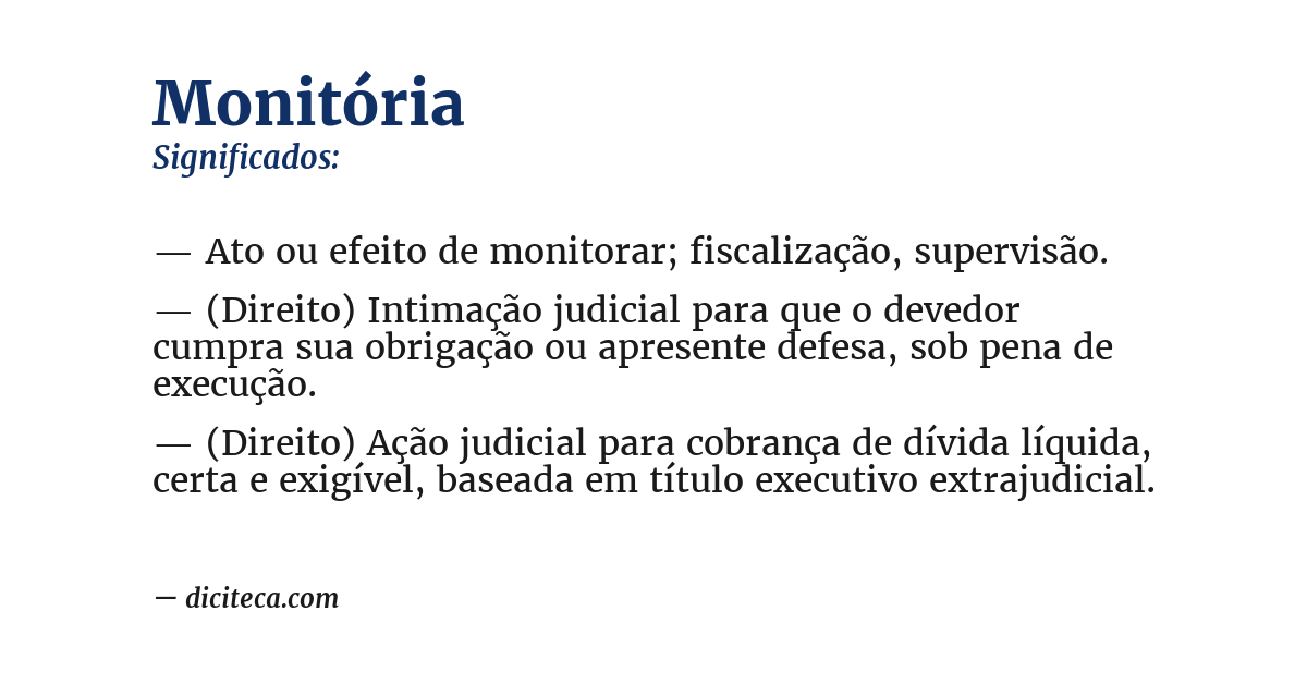 Significado de monitória