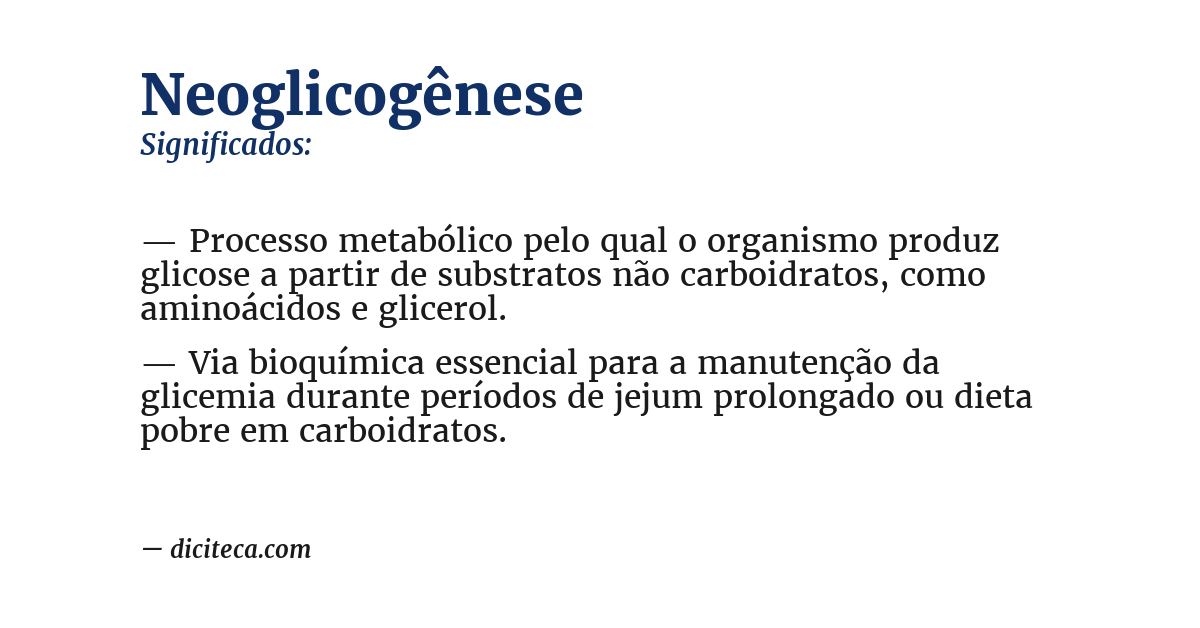 Significado de neoglicogênese