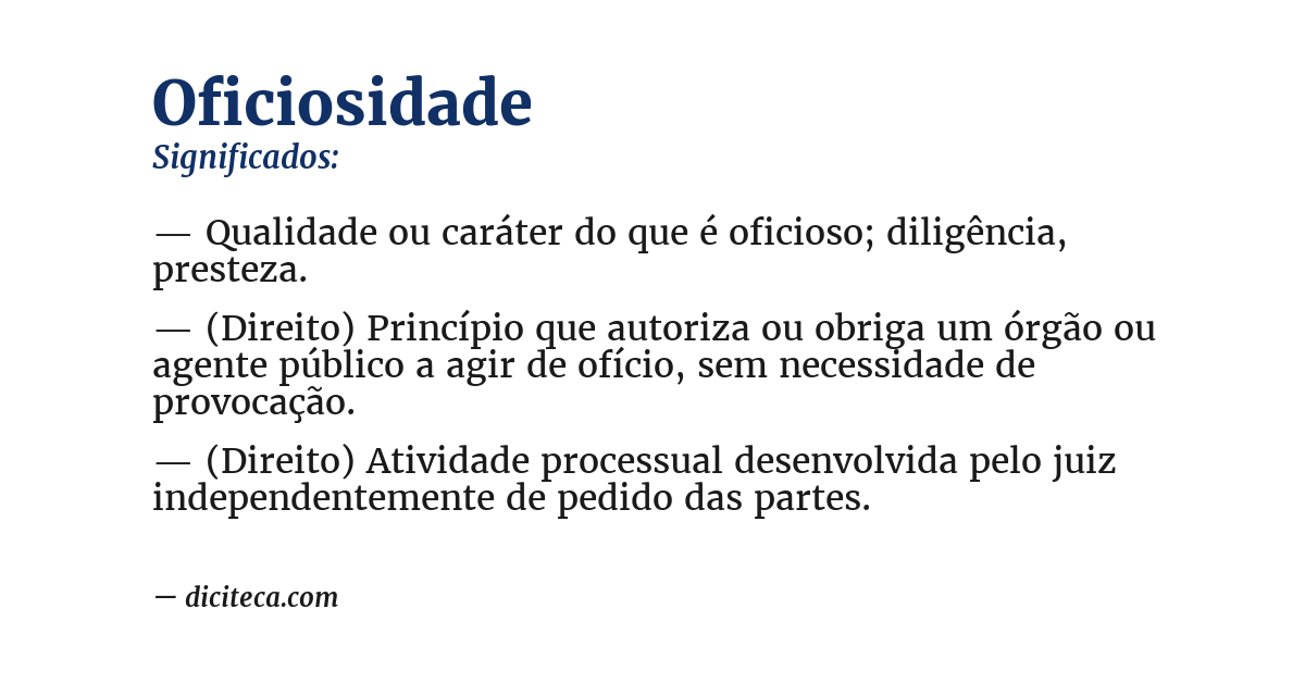 Significado de oficiosidade