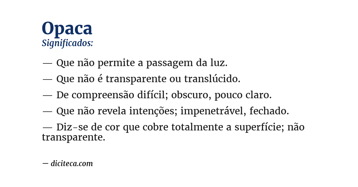 Significado de opaca
