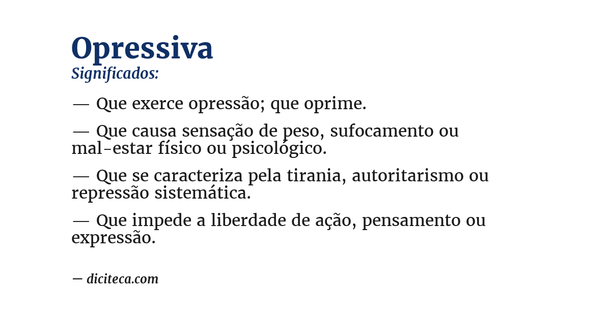 Significado de opressiva