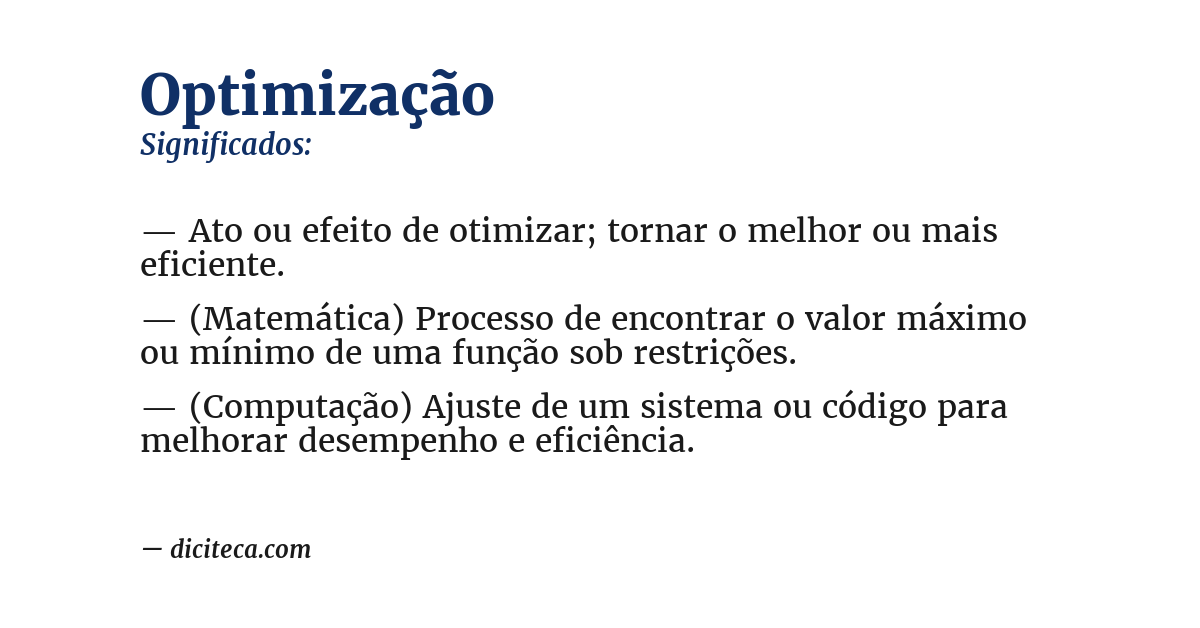Significado de optimização
