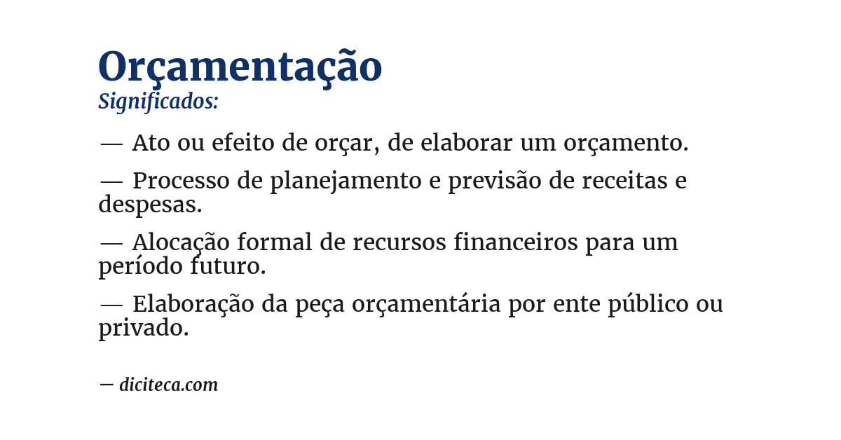 Significado de orçamentação