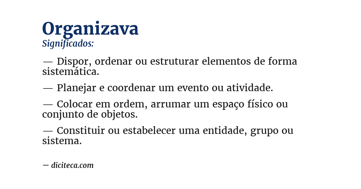 Significado de organizava