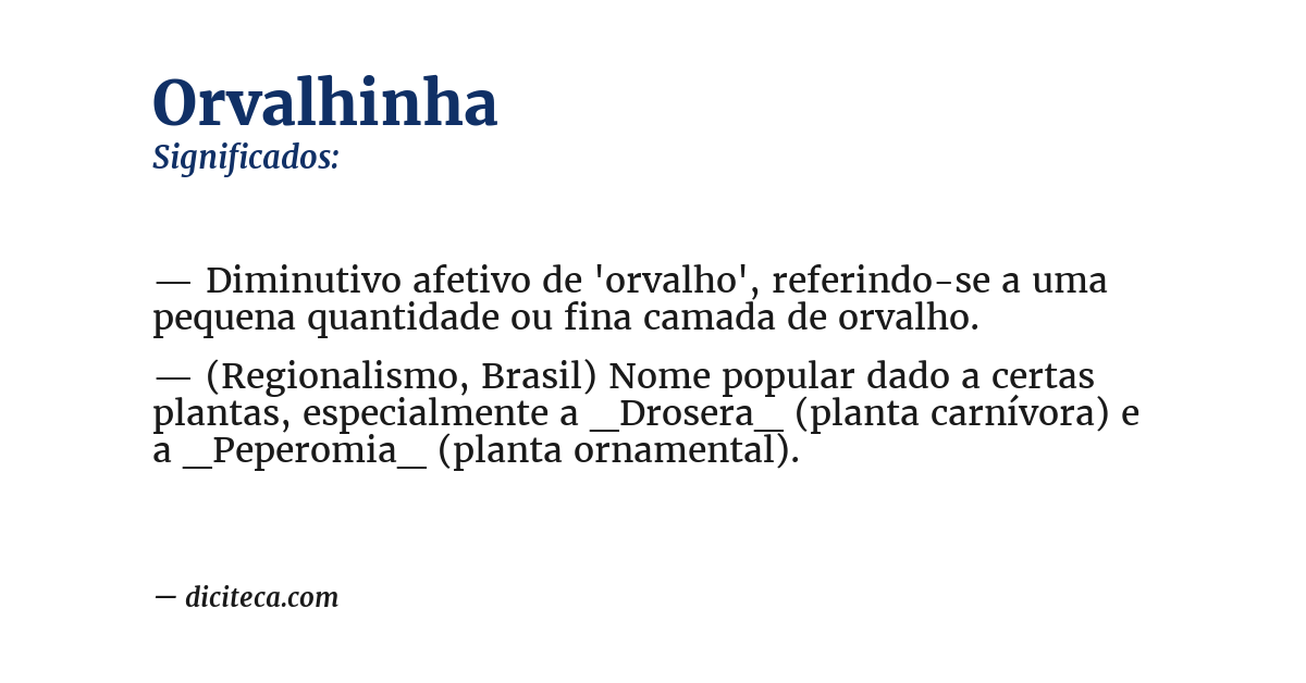 Significado de orvalhinha