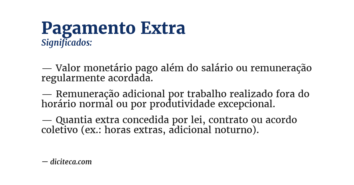 Significado de pagamento extra