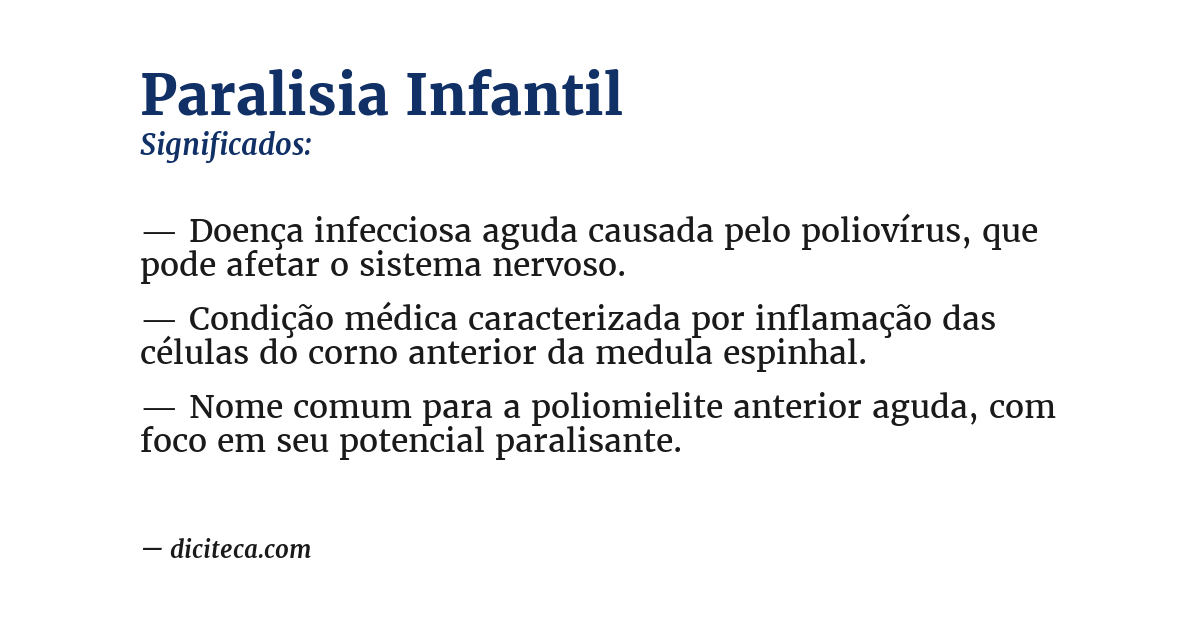 Significado de paralisia infantil