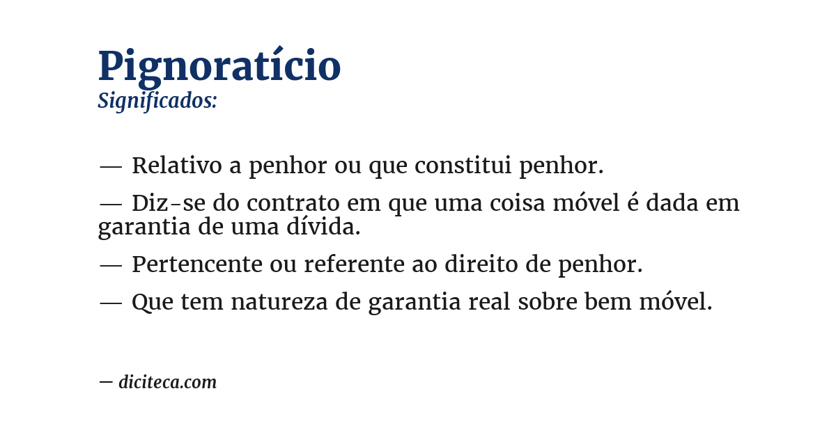 Significado de pignoratício