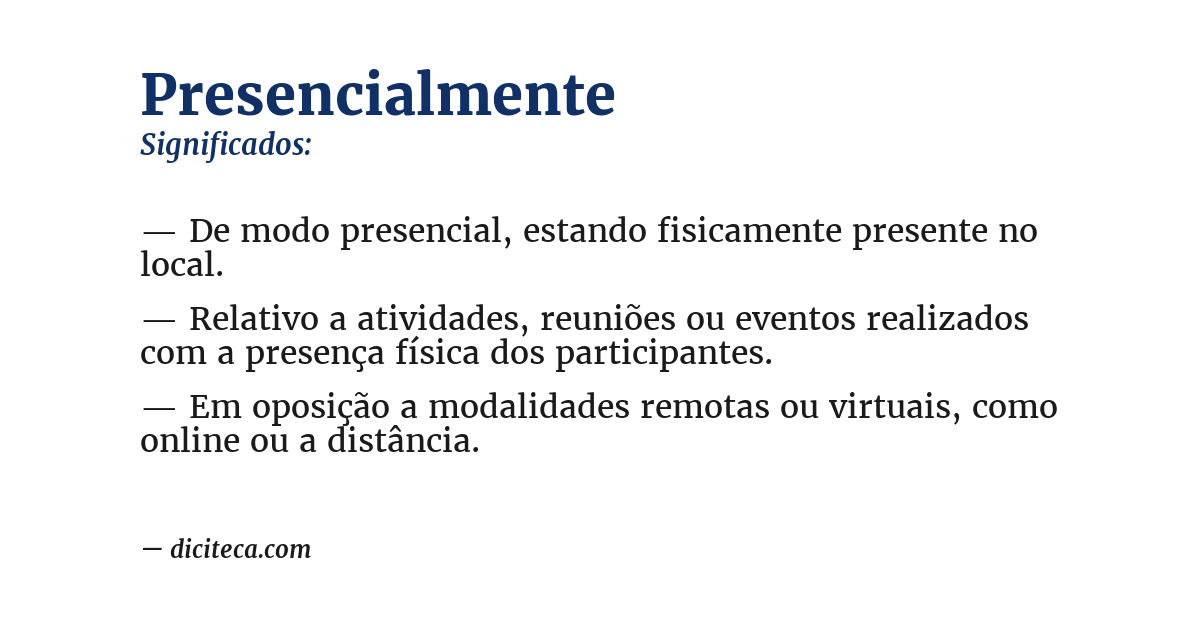 Significado de presencialmente