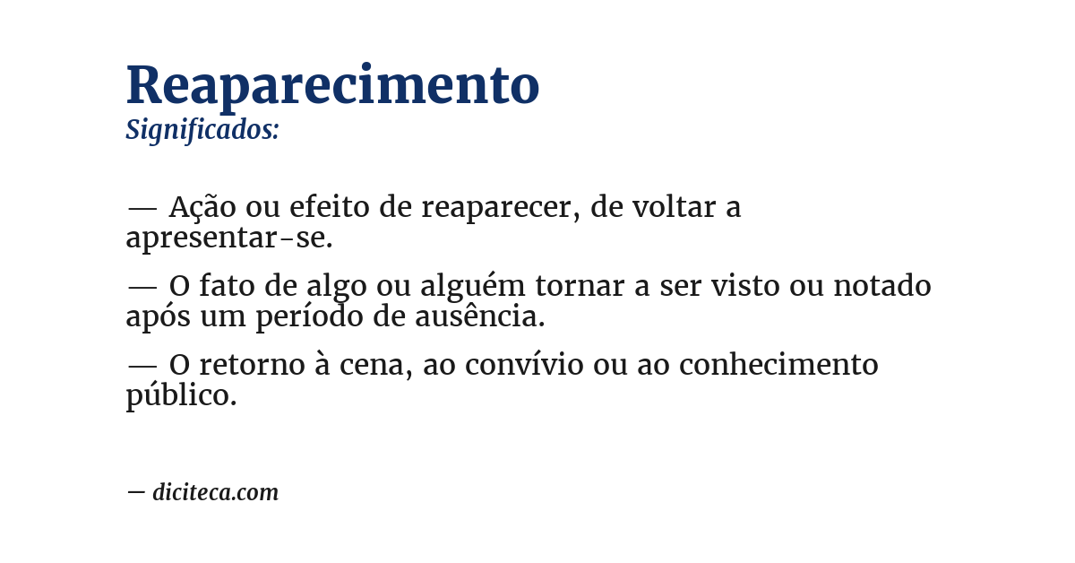 Significado de reaparecimento