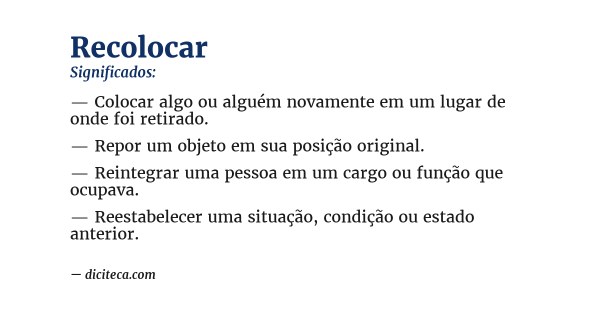 Significado de recolocar