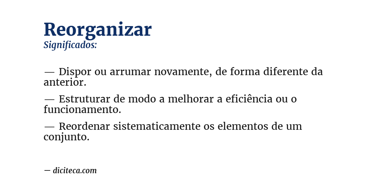 Significado de reorganizar