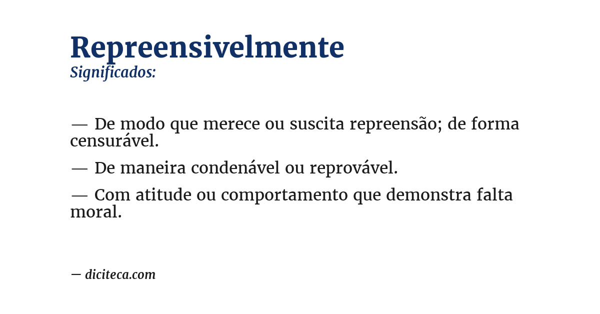 Significado de repreensivelmente