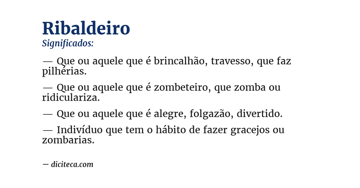 Significado de ribaldeiro