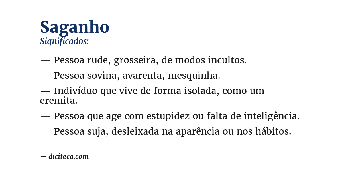 Significado de saganho
