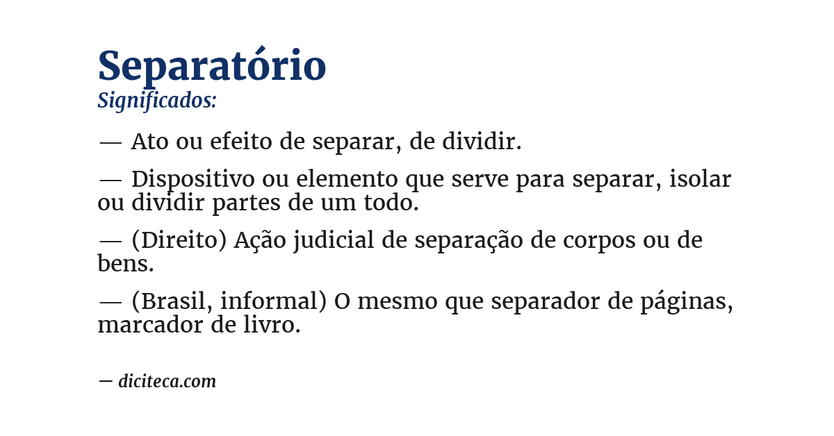 Significado de separatório