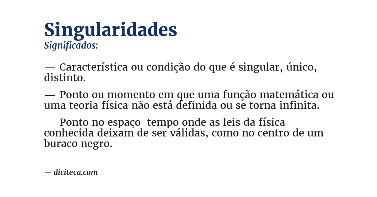 Significado de singularidades
