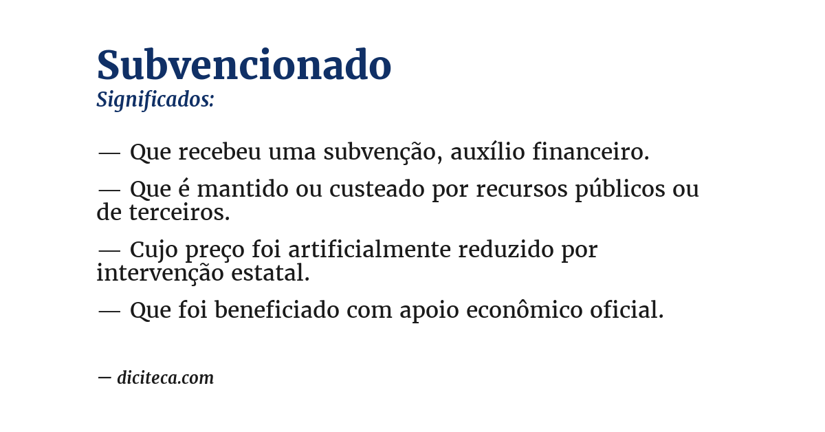 Significado de subvencionado