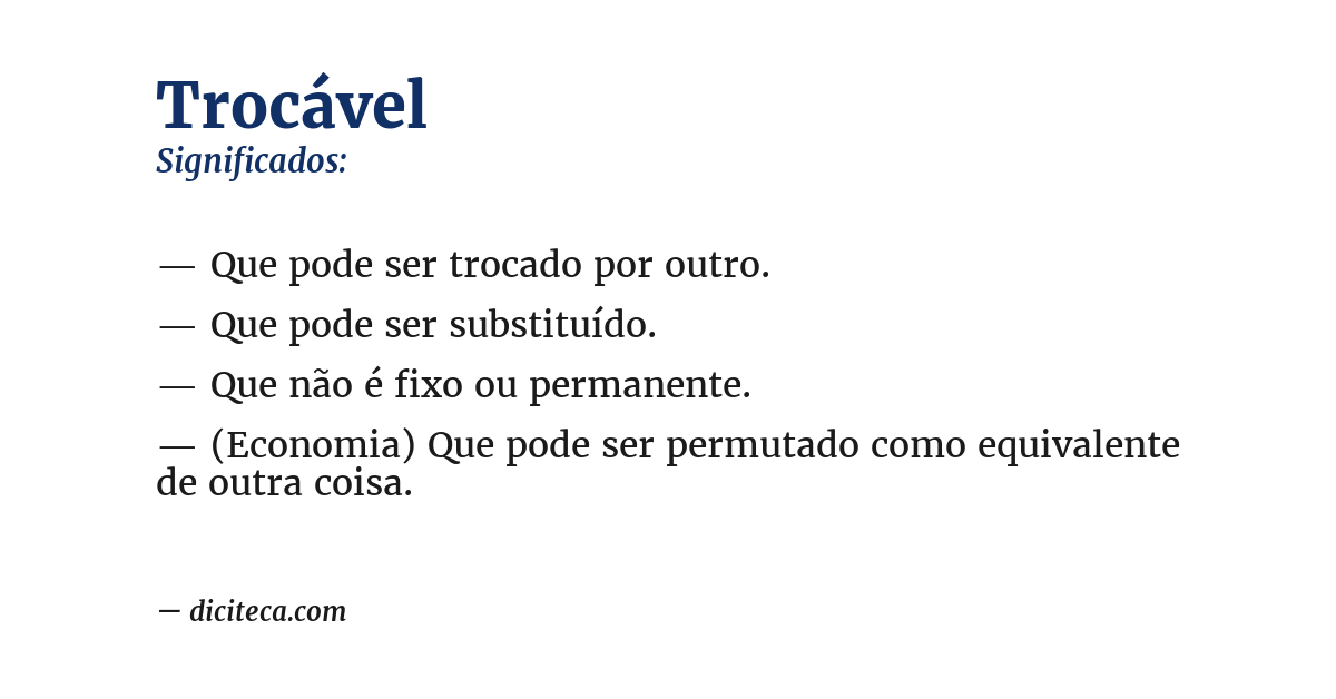 Significado de trocável