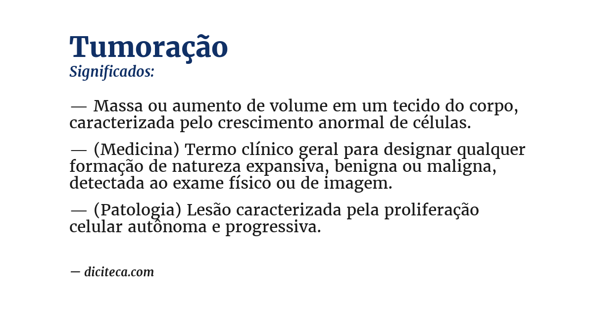 Significado de tumoração