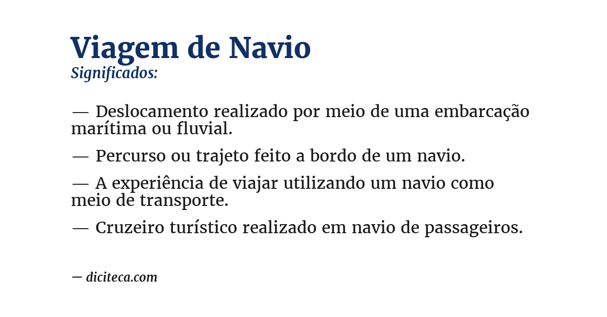 Significado de viagem de navio