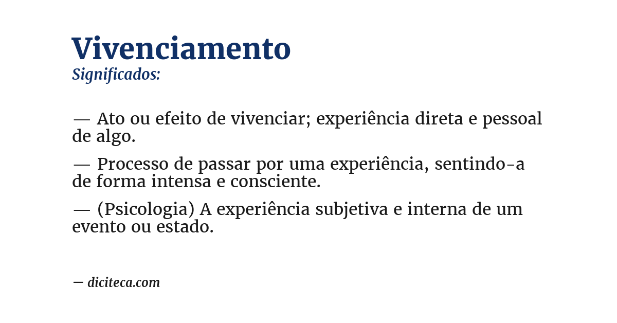 Significado de vivenciamento