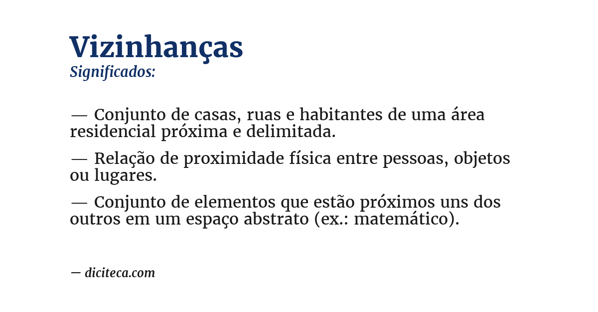 Significado de vizinhanças