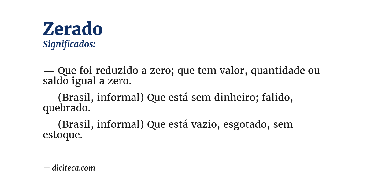 Significado de zerado