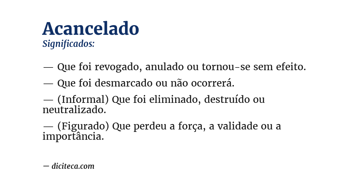 Significado de acancelado