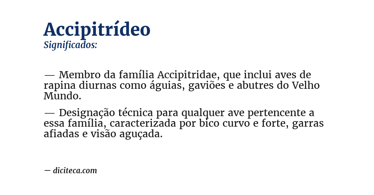 Significado de accipitrídeo