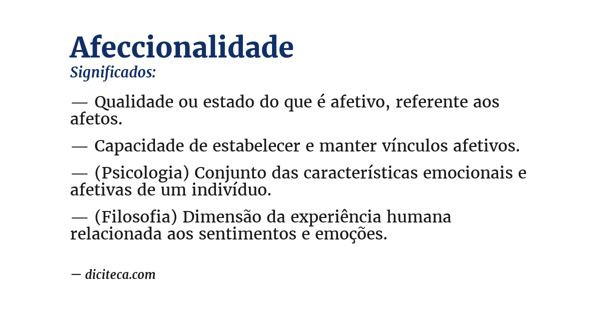 Significado de afeccionalidade