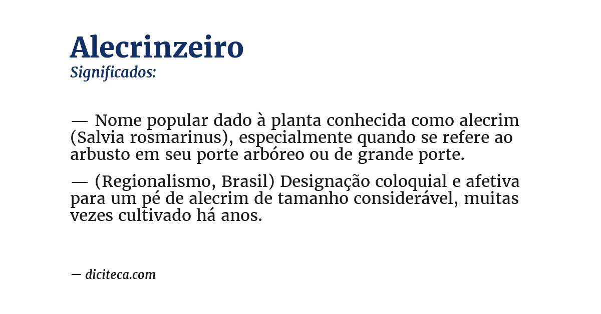 Significado de alecrinzeiro