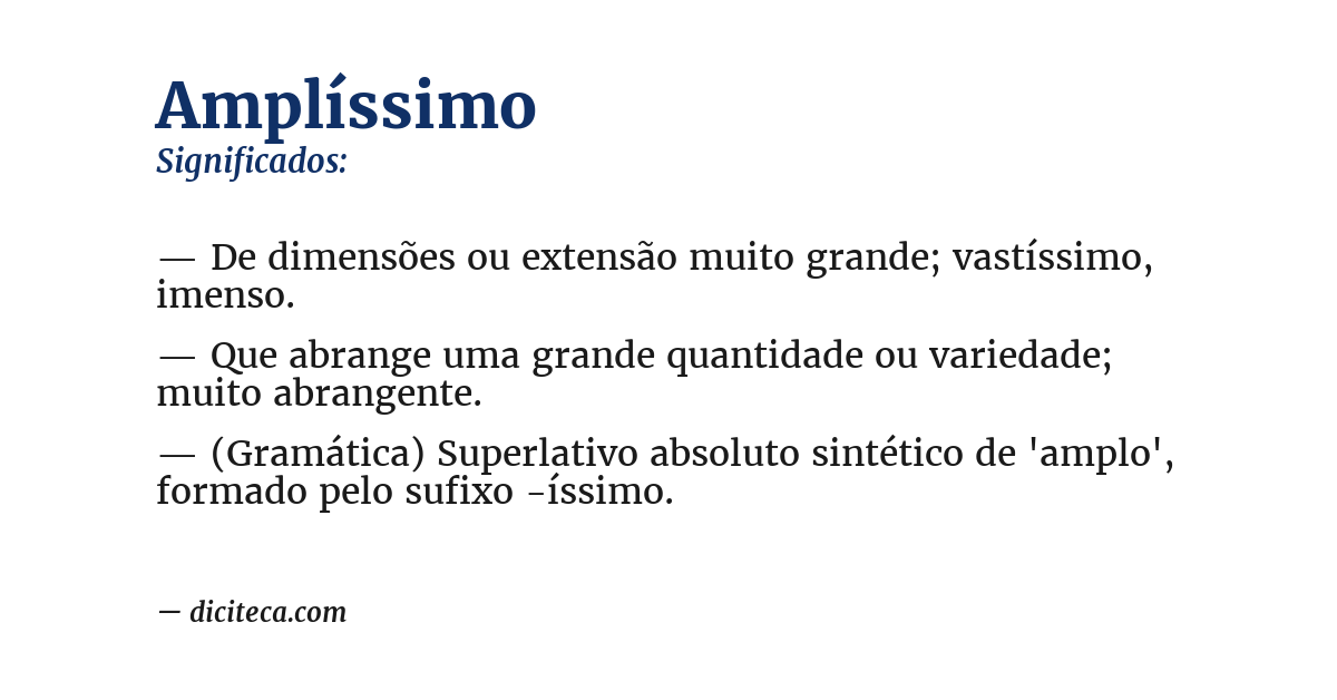 Significado de amplíssimo