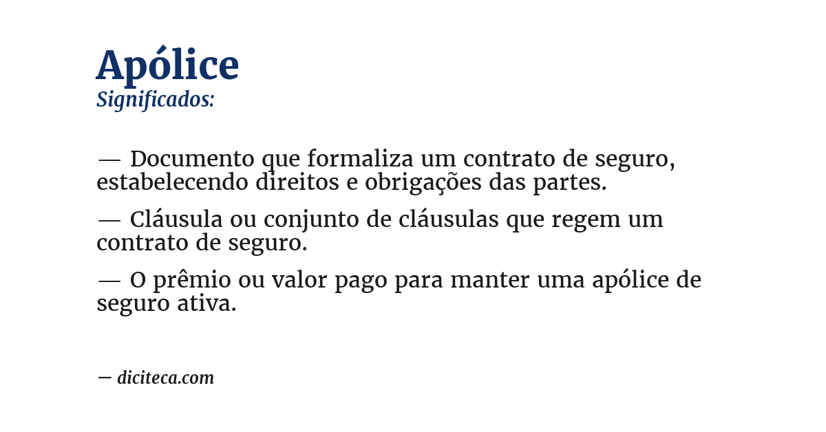Significado de apólice