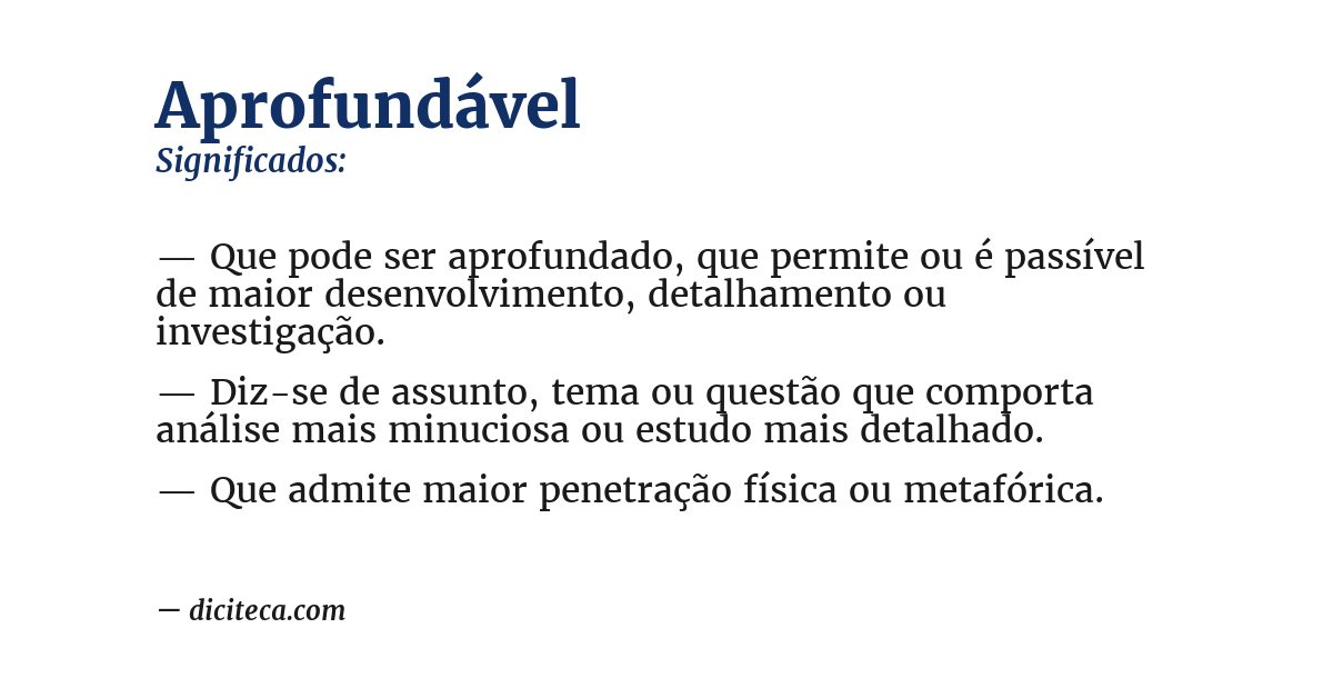 Significado de aprofundável
