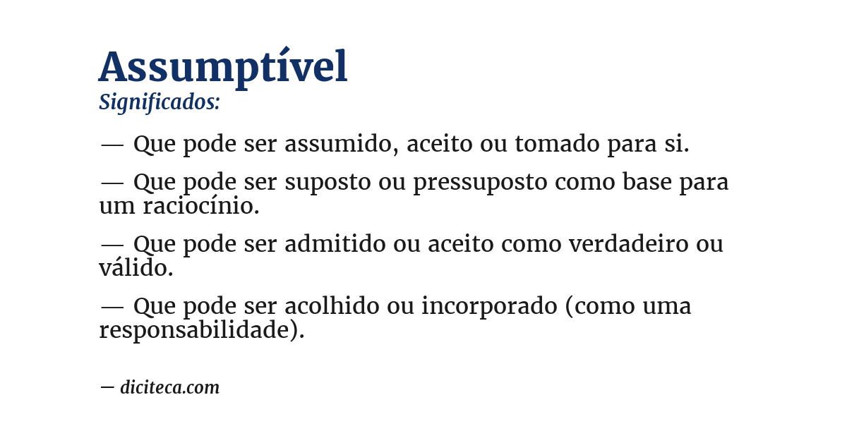 Significado de assumptível