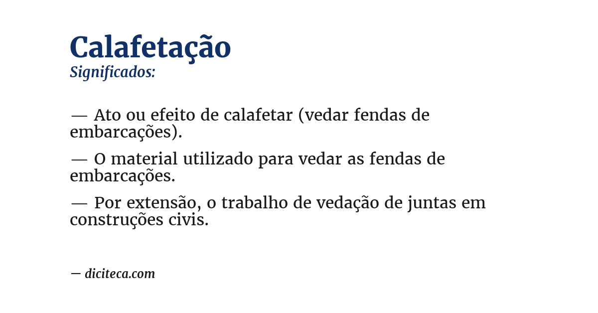 Significado de calafetação