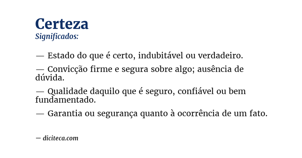 Significado de certeza