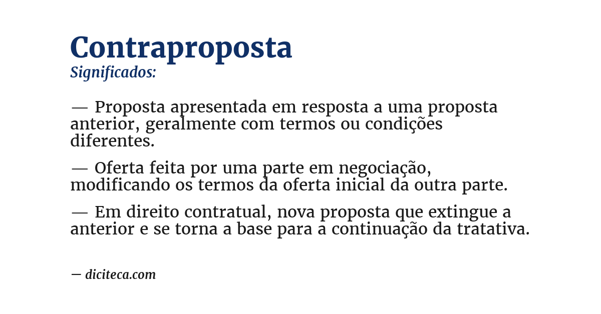 Significado de contraproposta