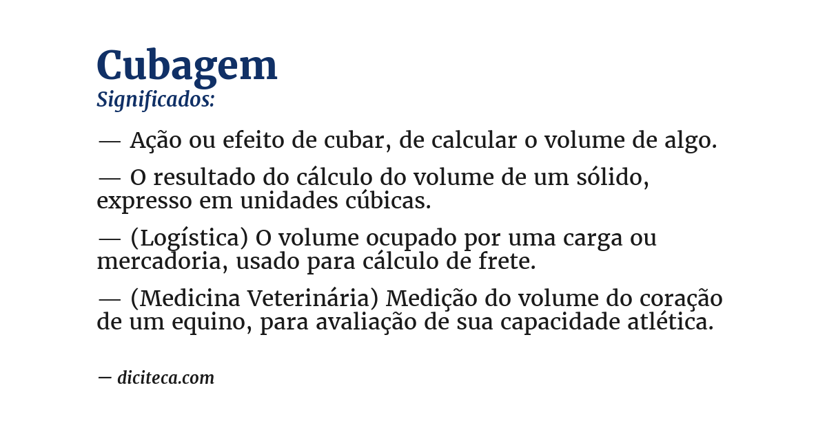 Significado de cubagem