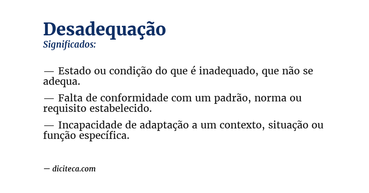 Significado de desadequação