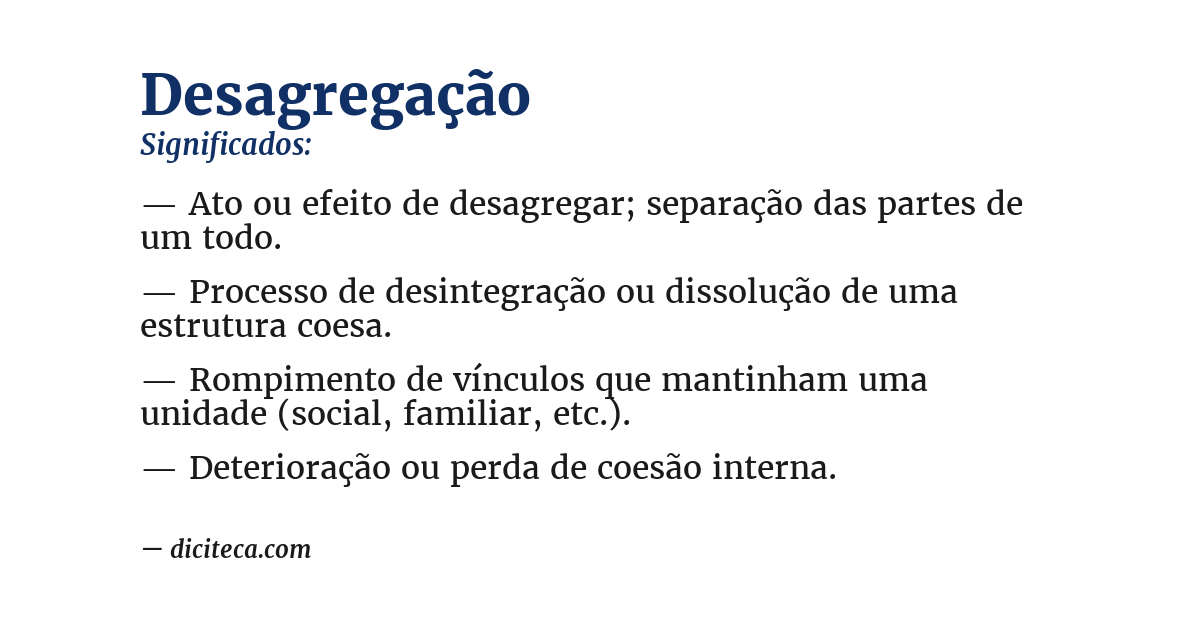 Significado de desagregação