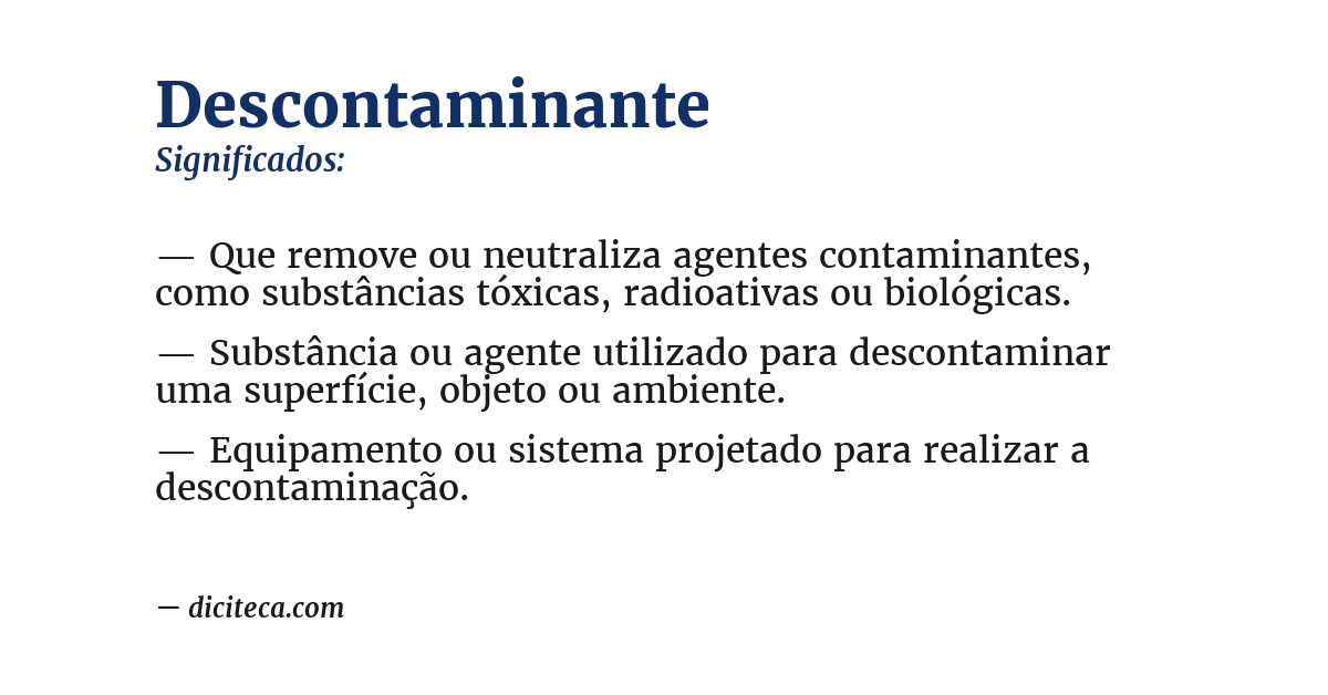Significado de descontaminante