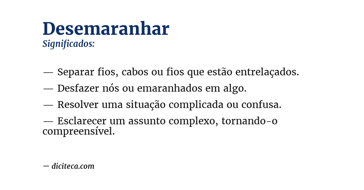 Significado de desemaranhar